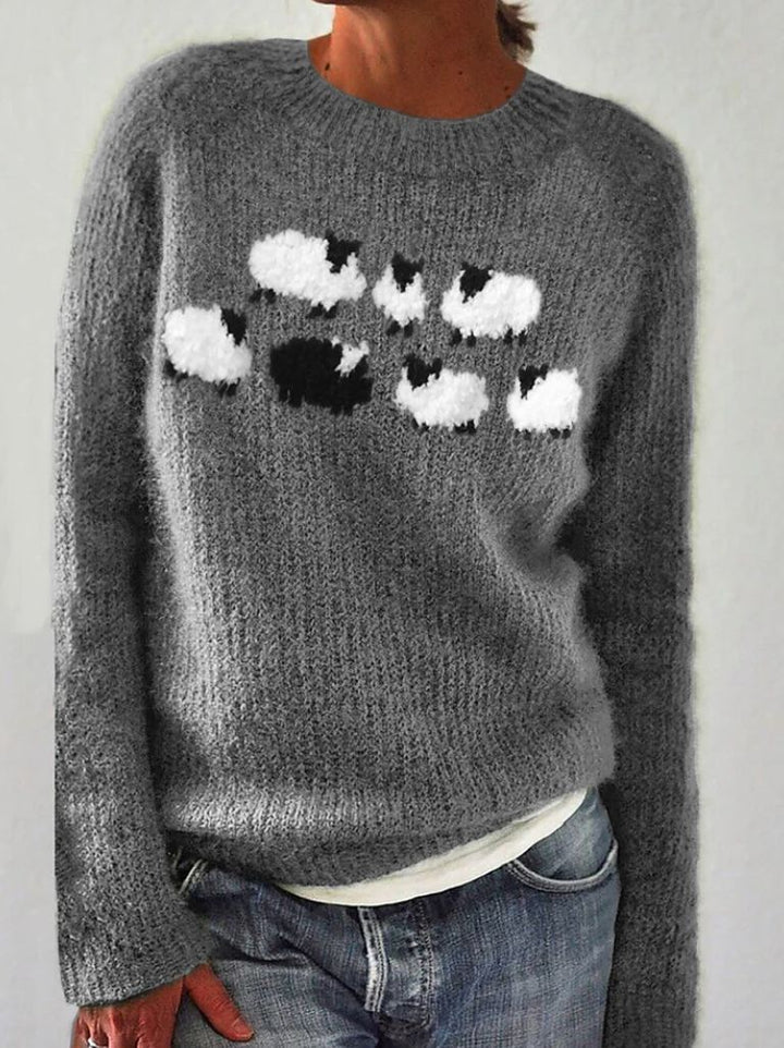Rebecca | Sophisticated Sheep Print Crewneck Sweatshirt