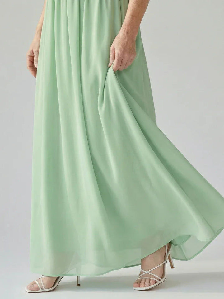 Rebecca | Timeless Flutter Sleeve Wrap Christmas Maxi Dress