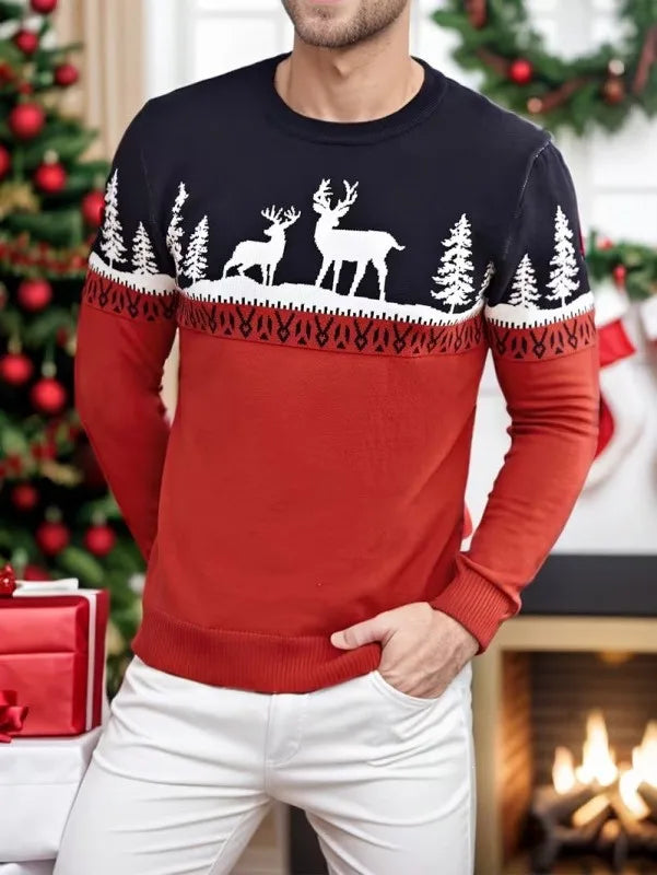Richard | Cozy Reindeer Crew Neck Mens Christmas Sweater