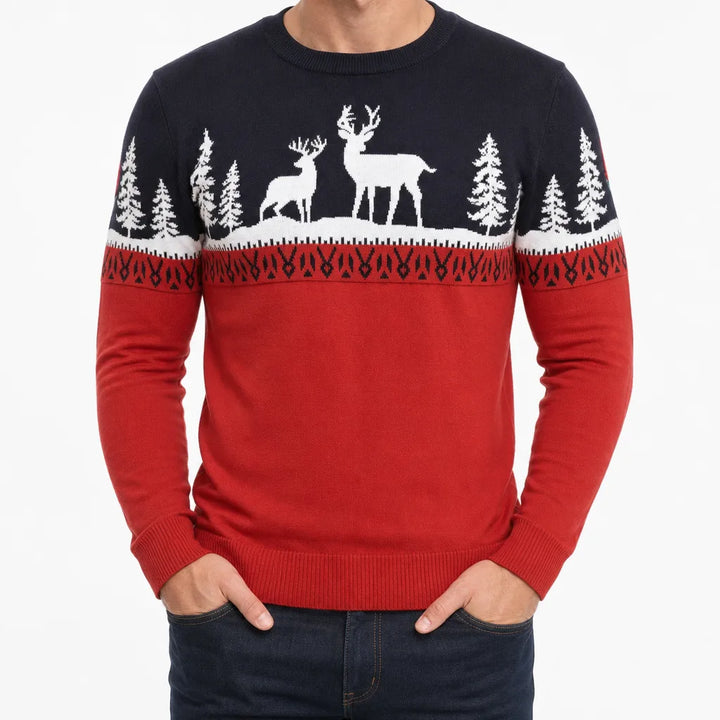 Richard | Cozy Reindeer Crew Neck Mens Christmas Sweater