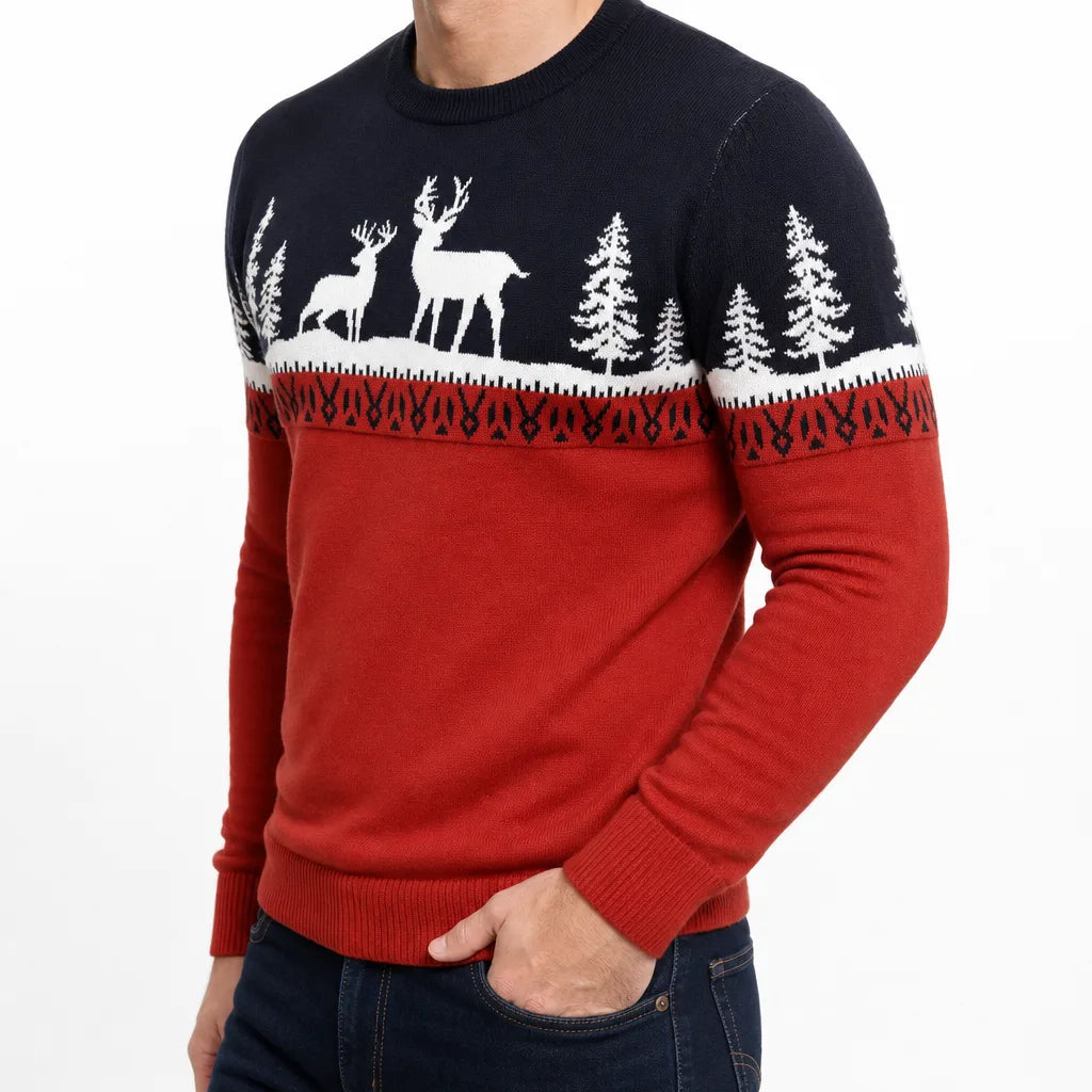 Richard | Cozy Reindeer Crew Neck Mens Christmas Sweater