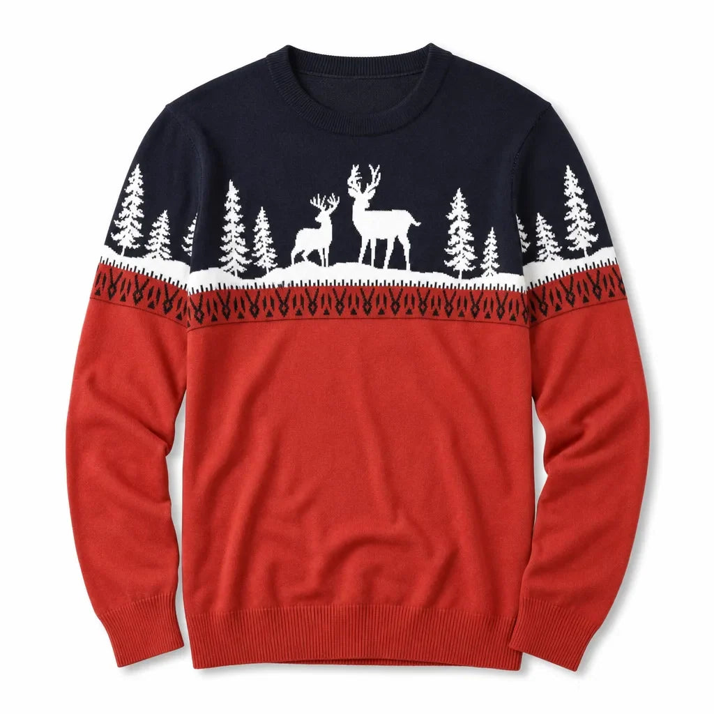 Richard | Cozy Reindeer Crew Neck Mens Christmas Sweater