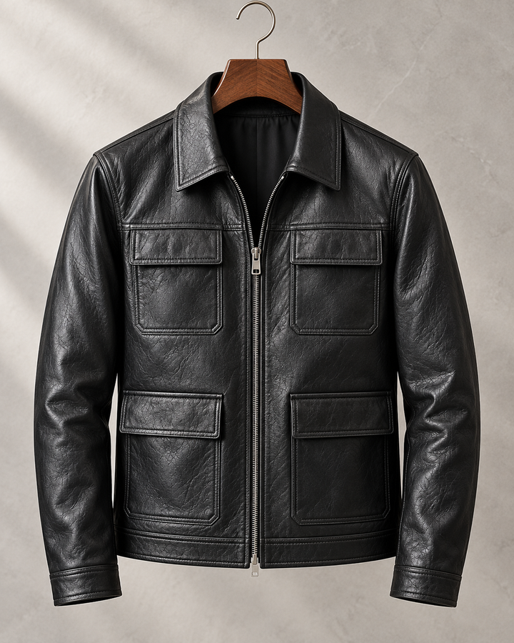 Roger | Four-Pocket Zip-Up Leather Jacket