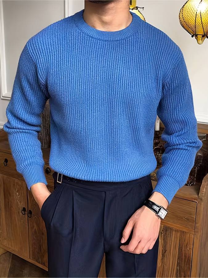 Ronald | Classic Ribbed Crewneck Sweatshirt Pullover