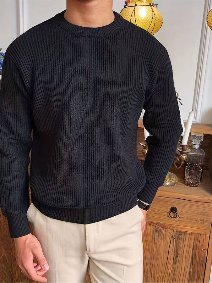 Ronald | Classic Ribbed Crewneck Sweatshirt Pullover