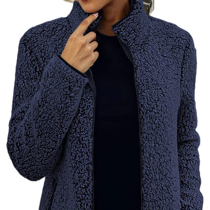 Ruth | Chic High Collar Zip-Up Sherpa Jacket Women