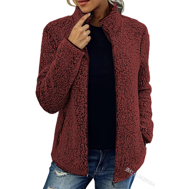 Ruth | Chic High Collar Zip-Up Sherpa Jacket Women