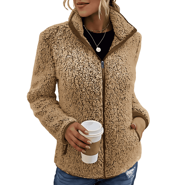 Ruth | Chic High Collar Zip-Up Sherpa Jacket Women