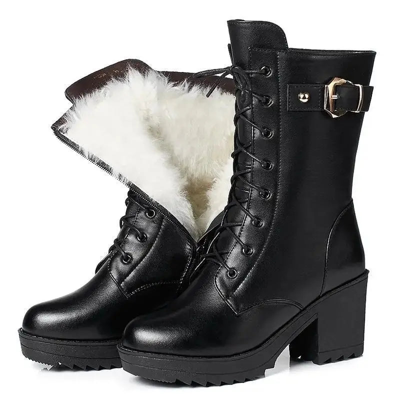 Ruth | Effortless Lace-Up Block Heel Winter Boots Women