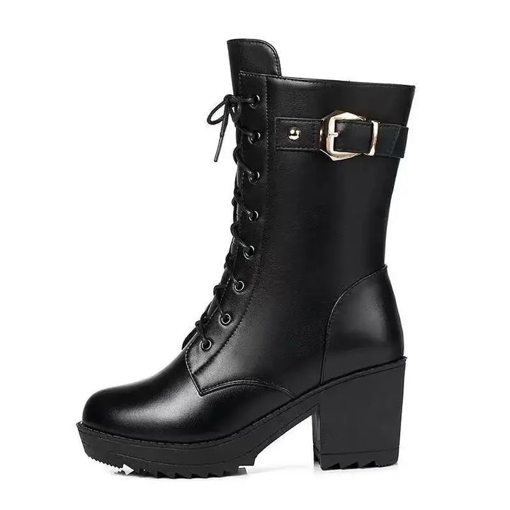 Ruth | Effortless Lace-Up Block Heel Winter Boots Women