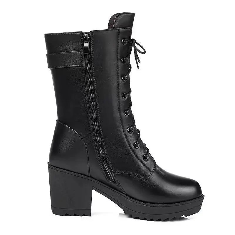 Ruth | Effortless Lace-Up Block Heel Winter Boots Women
