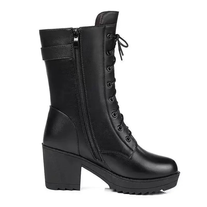 Ruth | Effortless Lace-Up Block Heel Winter Boots Women