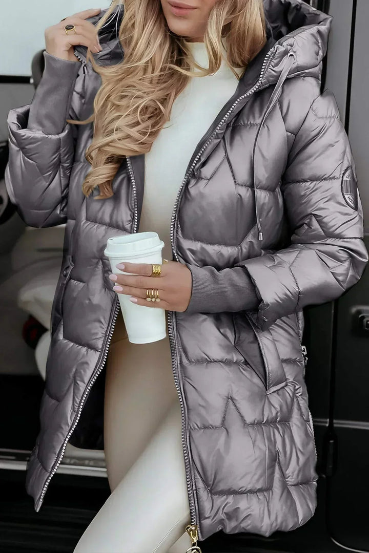 Ruth | Elegant Long Quilted Hooded Puffer Winter Coats