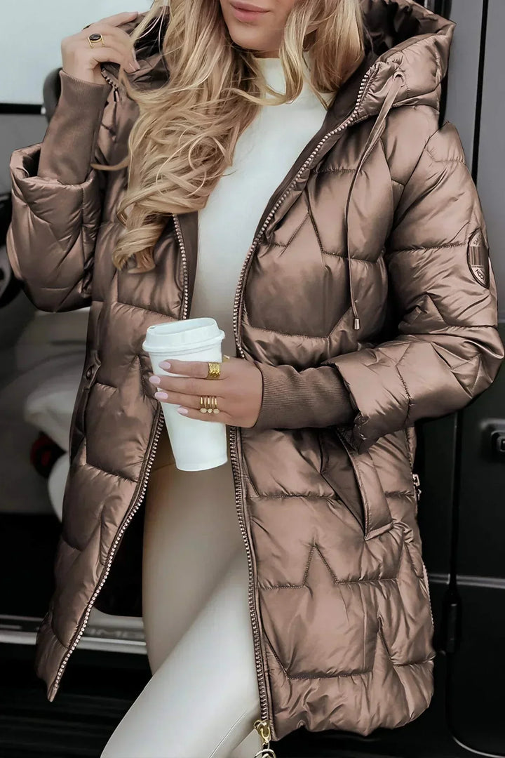 Ruth | Elegant Long Quilted Hooded Puffer Winter Coats