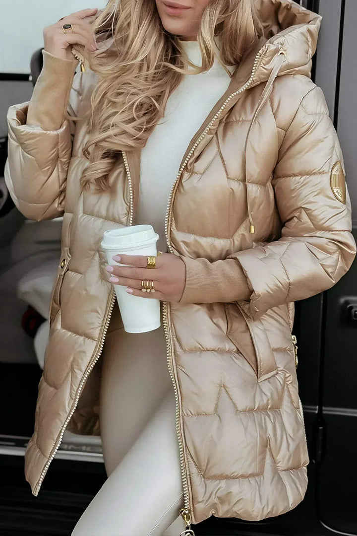 Ruth | Elegant Long Quilted Hooded Puffer Winter Coats