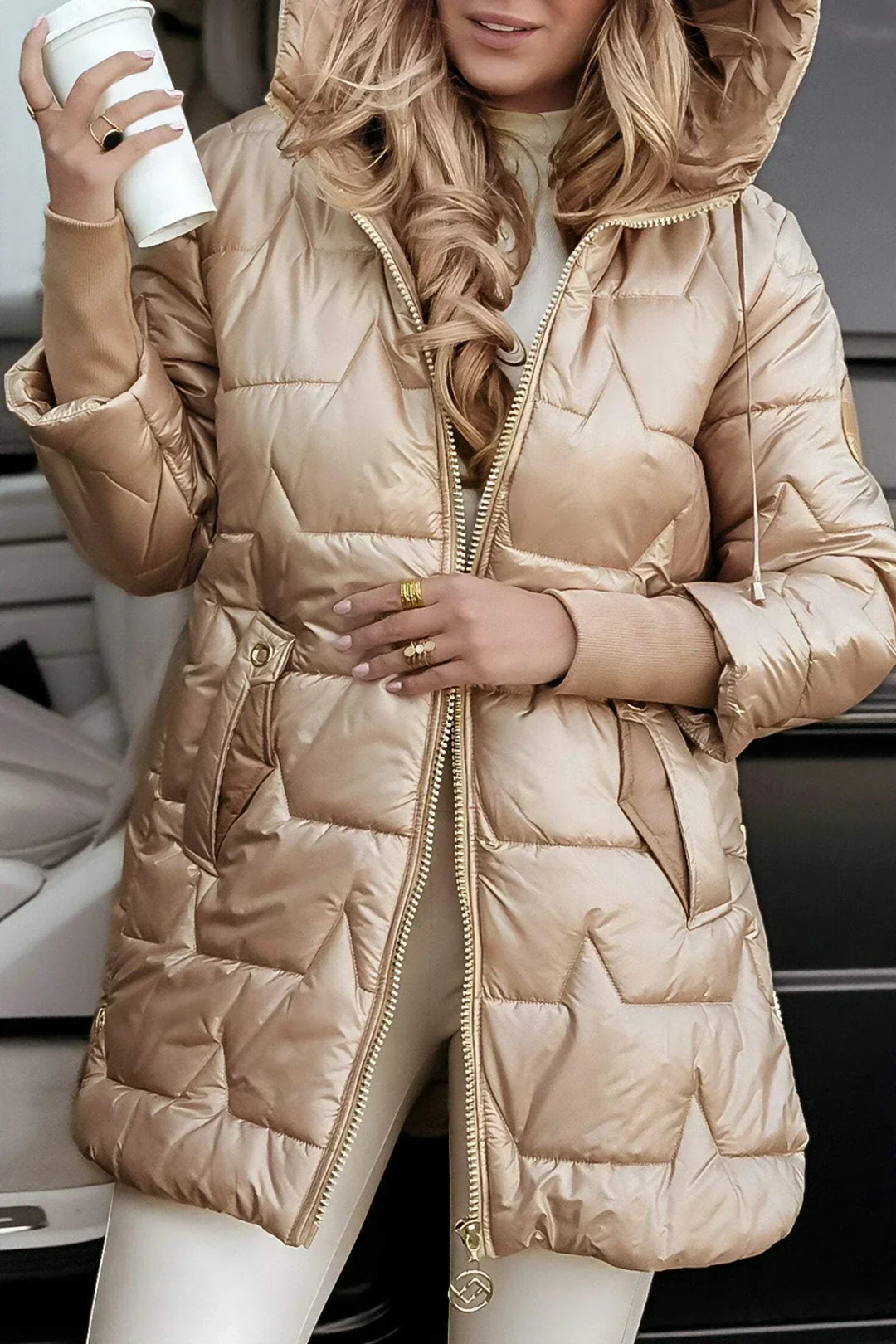 Ruth | Elegant Long Quilted Hooded Puffer Winter Coats