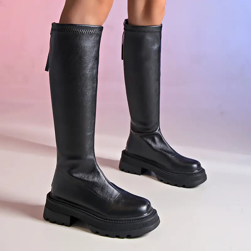 Ruth | Stylish Chunky Platform Knee High Rain Boots