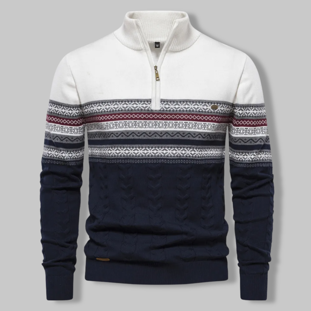 Ryan | Classic Fair Isle Quarter Zip Mens Christmas Sweater