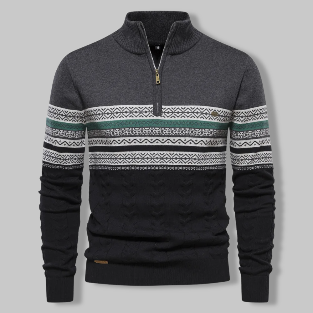 Ryan | Classic Fair Isle Quarter Zip Mens Christmas Sweater
