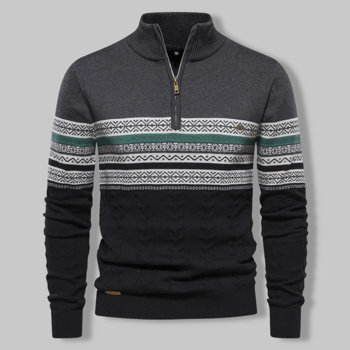 Ryan | Classic Fair Isle Quarter Zip Mens Christmas Sweater