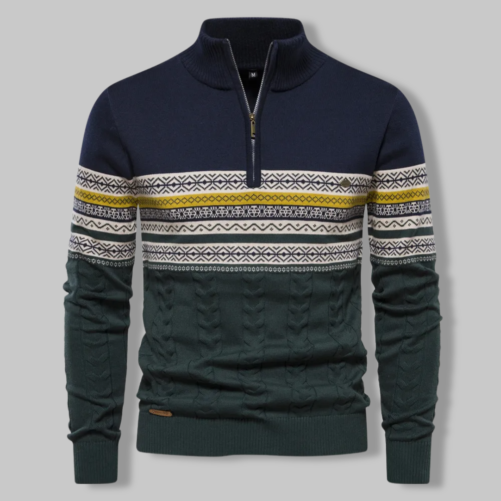 Ryan | Classic Fair Isle Quarter Zip Mens Christmas Sweater