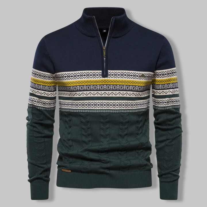 Ryan | Classic Fair Isle Quarter Zip Mens Christmas Sweater