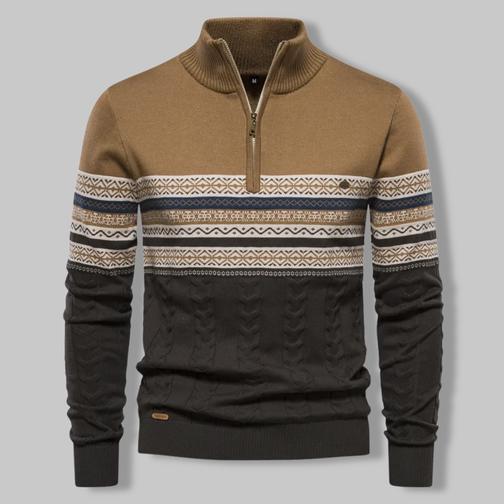 Ryan | Classic Fair Isle Quarter Zip Mens Christmas Sweater