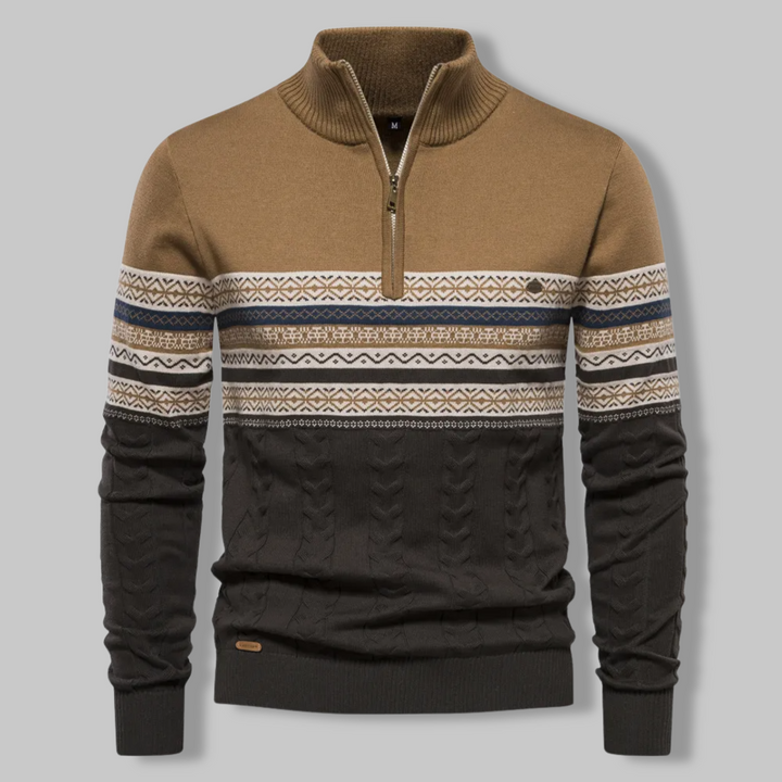 Ryan | Classic Fair Isle Quarter Zip Mens Christmas Sweater