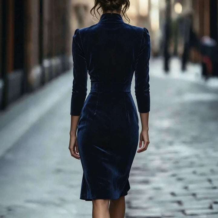 Samantha | Elegant V Neck Midi Christmas Dress