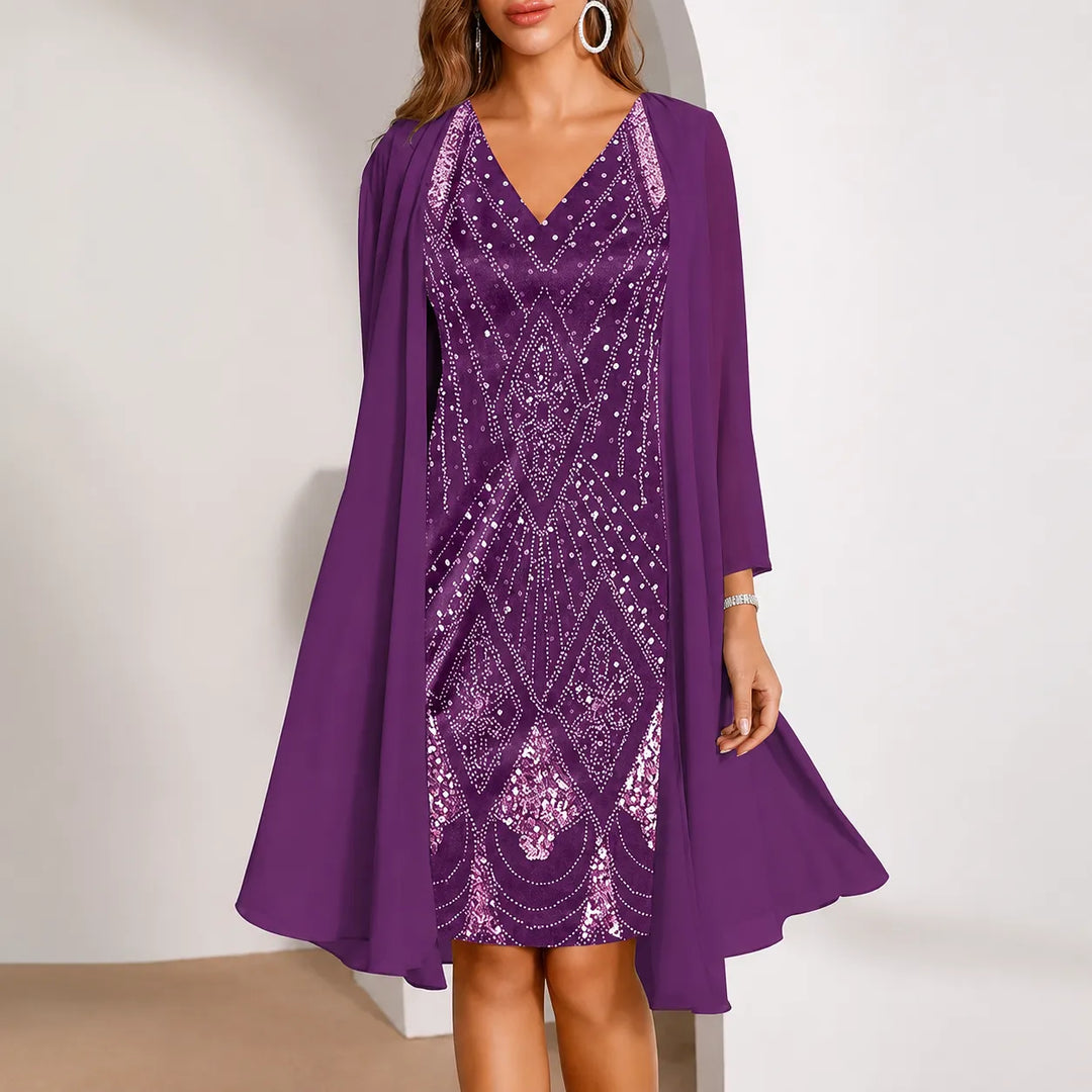 Samantha | Sophisticated Two-Piece Christmas Dress with Jacket