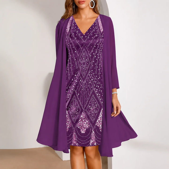 Samantha | Sophisticated Two-Piece Christmas Dress with Jacket