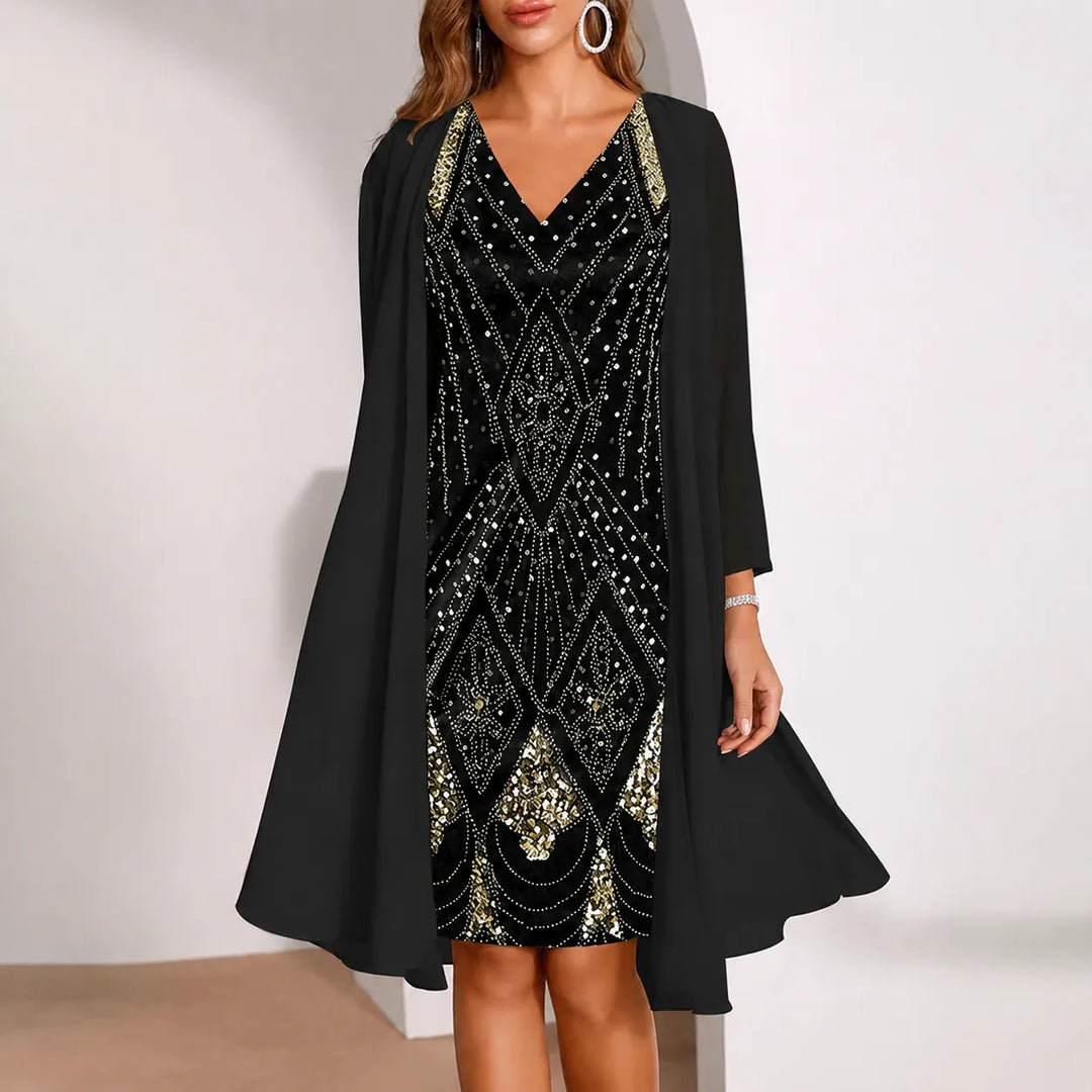 Samantha | Sophisticated Two-Piece Christmas Dress with Jacket