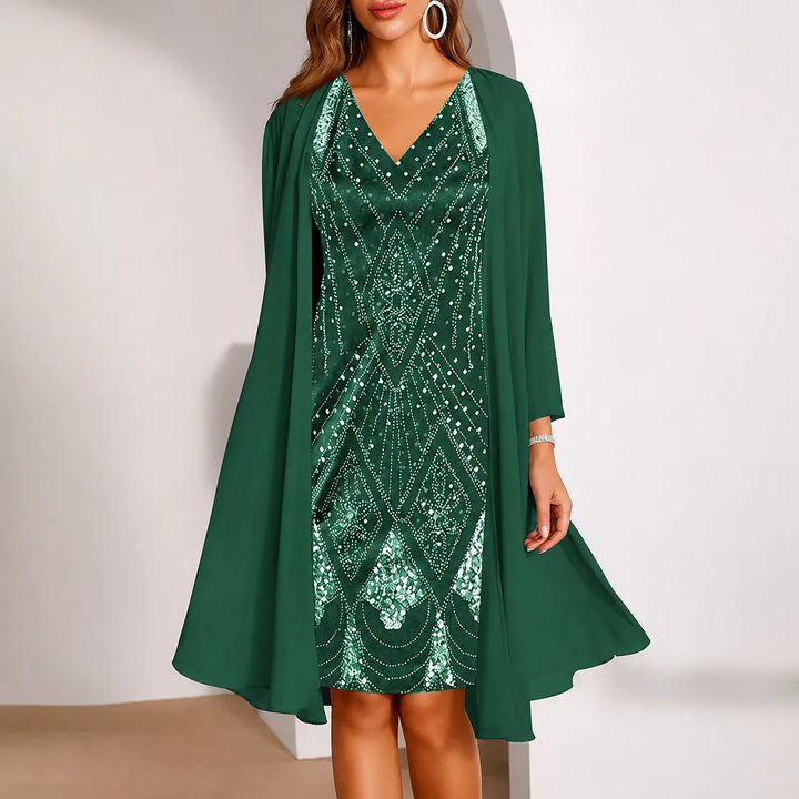 Samantha | Sophisticated Two-Piece Christmas Dress with Jacket