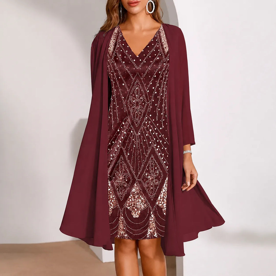 Samantha | Sophisticated Two-Piece Christmas Dress with Jacket
