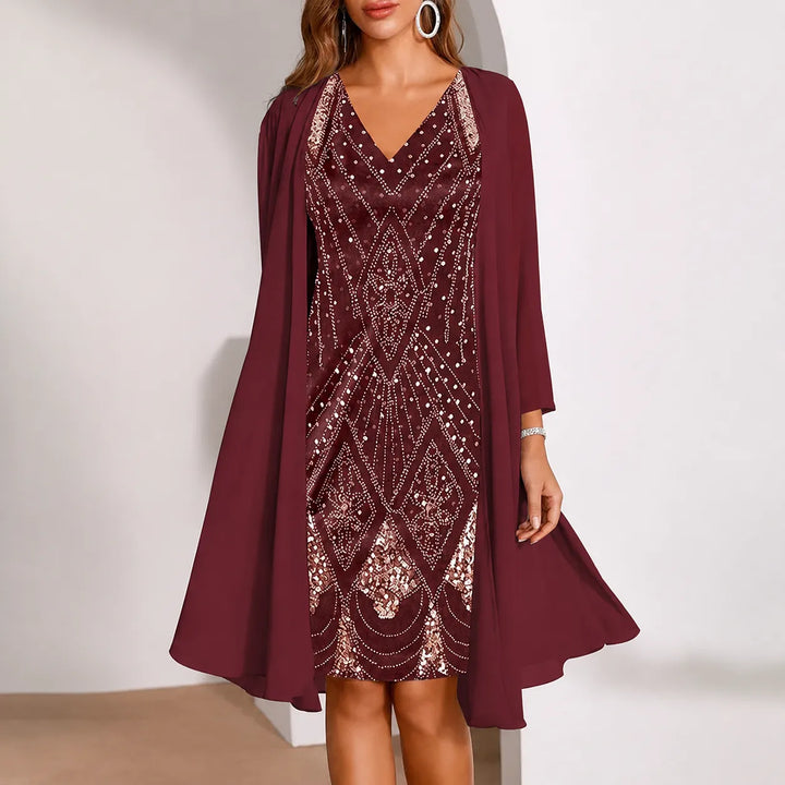 Samantha | Sophisticated Two-Piece Christmas Dress with Jacket
