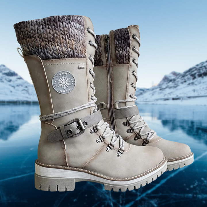 Sandra | Chic Knit Cuff Lace-Up Winter Boots for Women