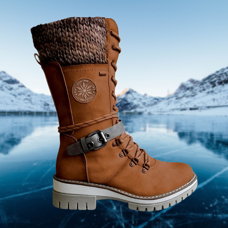 Sandra | Chic Knit Cuff Lace-Up Winter Boots for Women