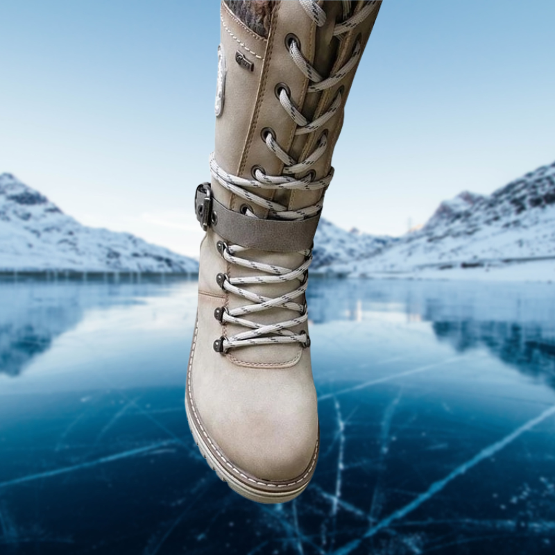 Sandra | Chic Knit Cuff Lace-Up Winter Boots for Women