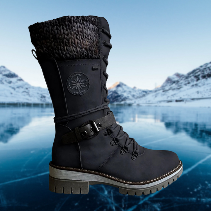 Sandra | Chic Knit Cuff Lace-Up Winter Boots for Women
