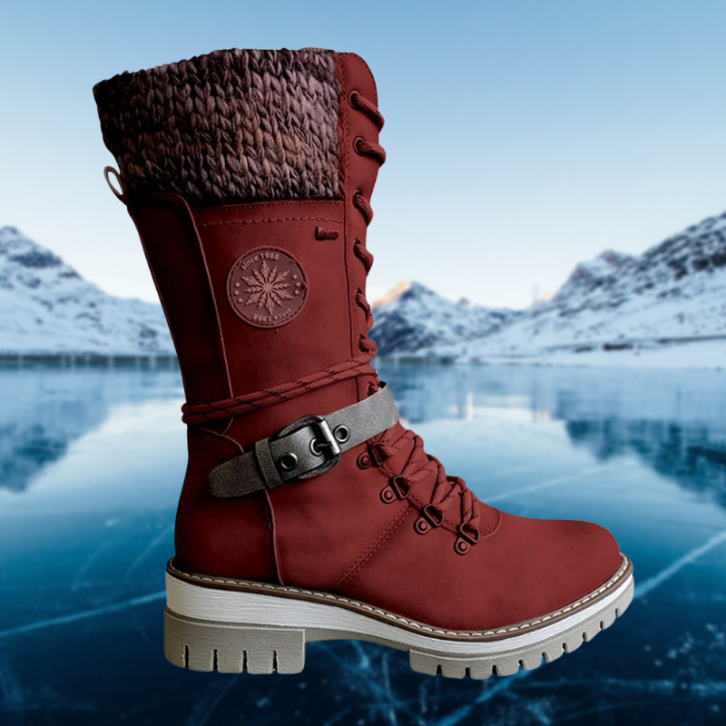 Sandra | Chic Knit Cuff Lace-Up Winter Boots for Women