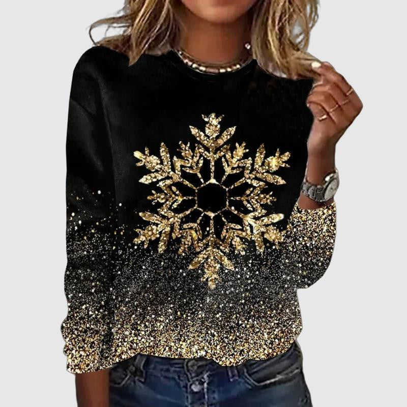 Sandra | Classic Glitter Snowflake Christmas Sweater Women Pullover