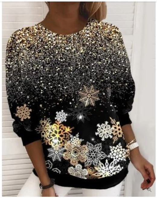 Sandra | Classic Glitter Snowflake Christmas Sweater Women Pullover
