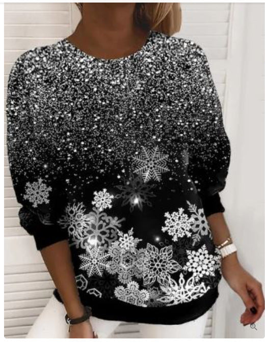 Sandra | Classic Glitter Snowflake Christmas Sweater Women Pullover