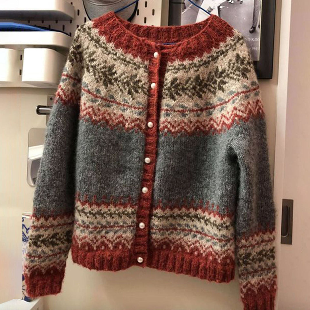 Sandra | Fair Isle Cardigan Womens Button Front Sweater