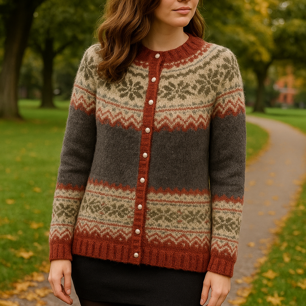 Sandra | Fair Isle Cardigan Womens Button Front Sweater