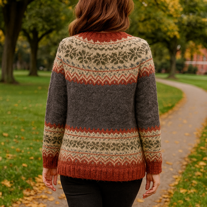 Sandra | Fair Isle Cardigan Womens Button Front Sweater