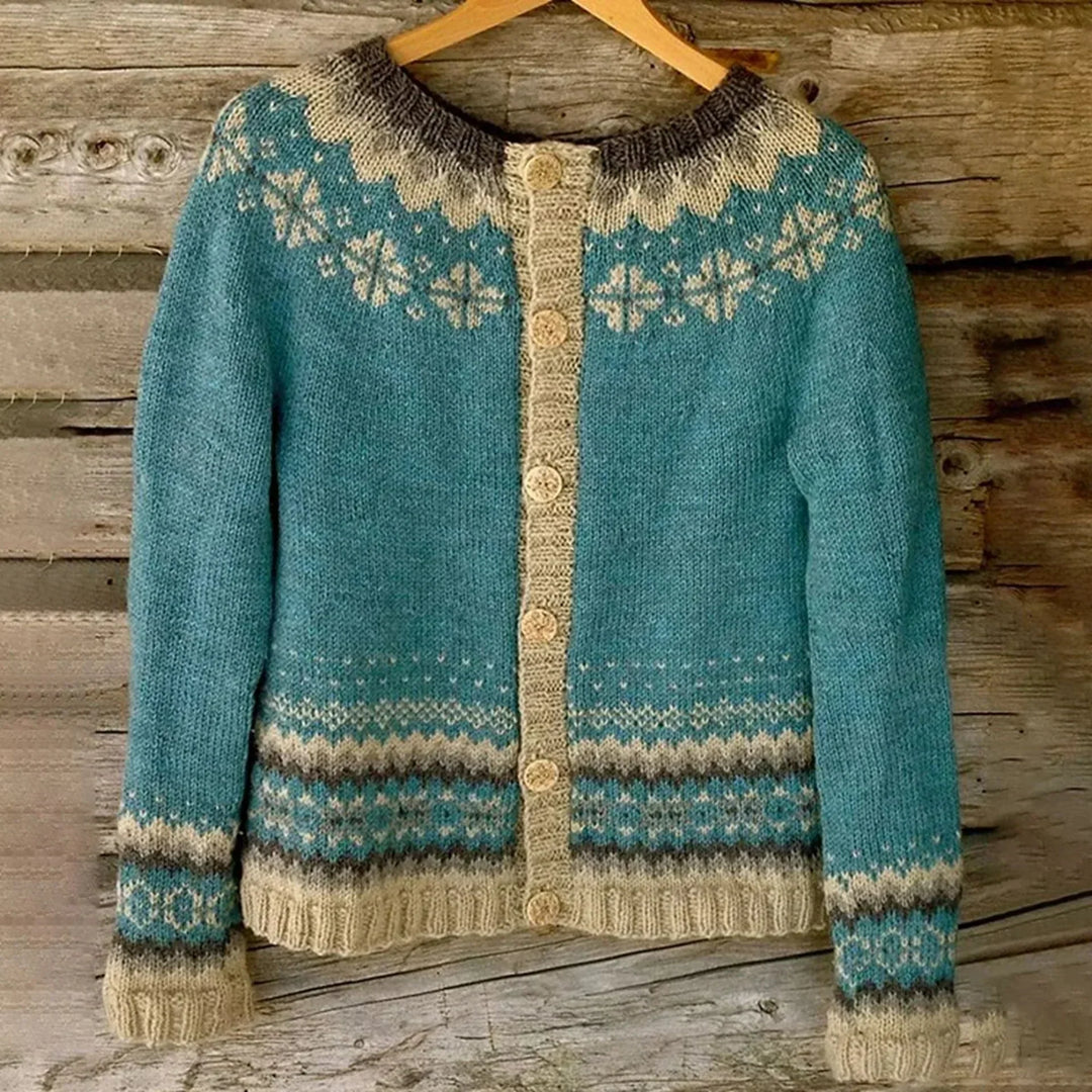 Sandra | Fair Isle Cardigan Womens Button Front Sweater