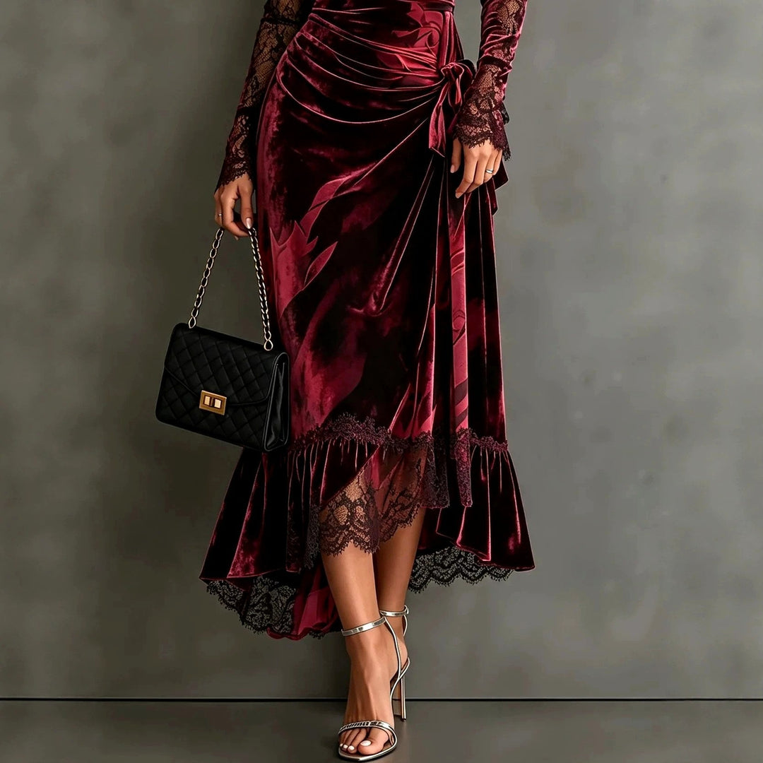 Sara | Stylish Ruched Long Sleeve Christmas Dress