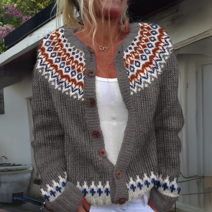 Sarah | Timeless Button Front Fair Isle Cardigan Womens