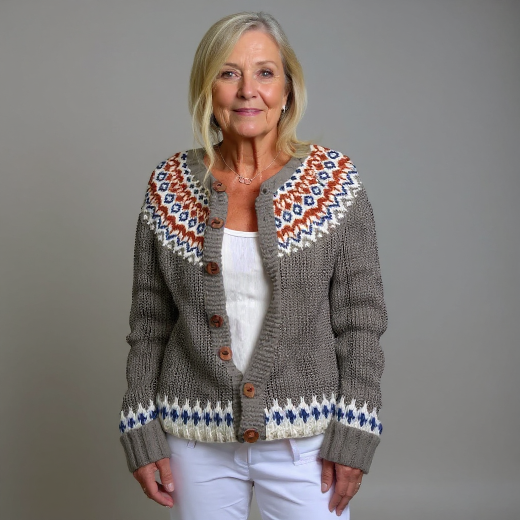 Sarah | Timeless Button Front Fair Isle Cardigan Womens
